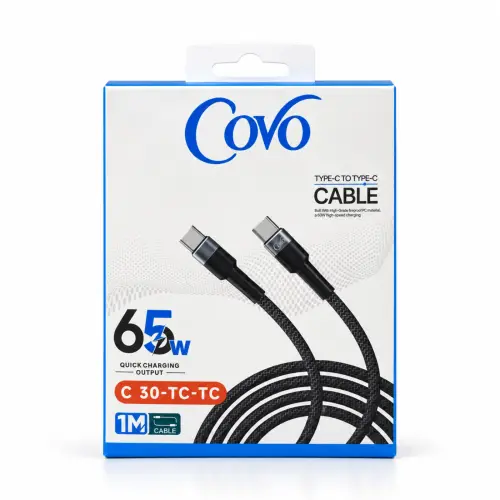 كابل Covo C30 Type-C إلى Type-C سريع الشحن 65W – بطول 1 متر